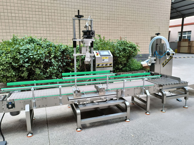 25L化工桶单头电子称重灌装机旋盖生产线